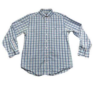 Vineyard Vines Mens Medium Button Up Plaid Pink Blue Tucker Shirt 100% Cotton